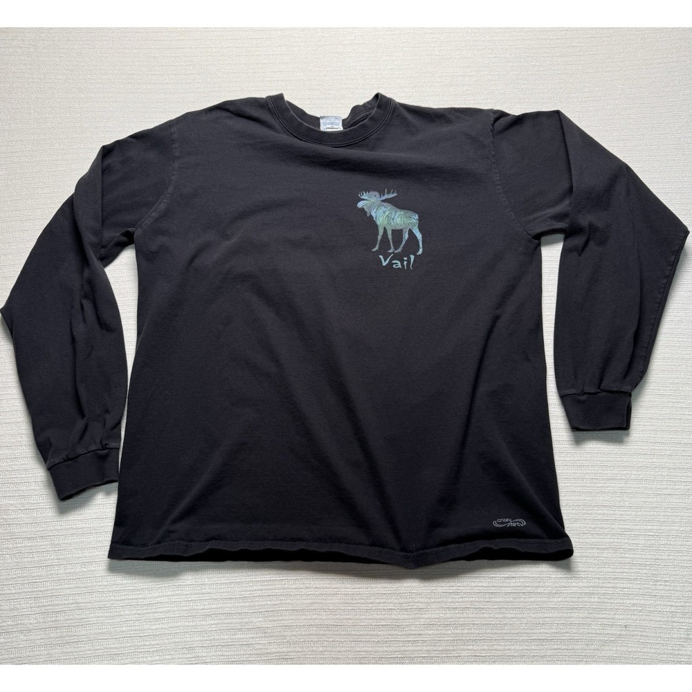 Crazy Shirts Hawaii Vail Moose Size Med Long Sleeve Ski Resort Snow